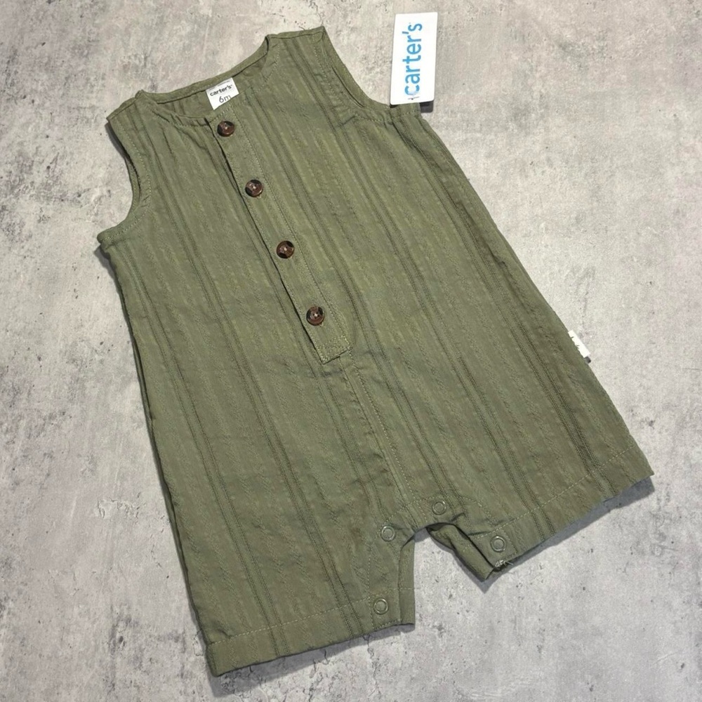 CARTER’S 100% Cotton Olive Green Romper Size 6 months